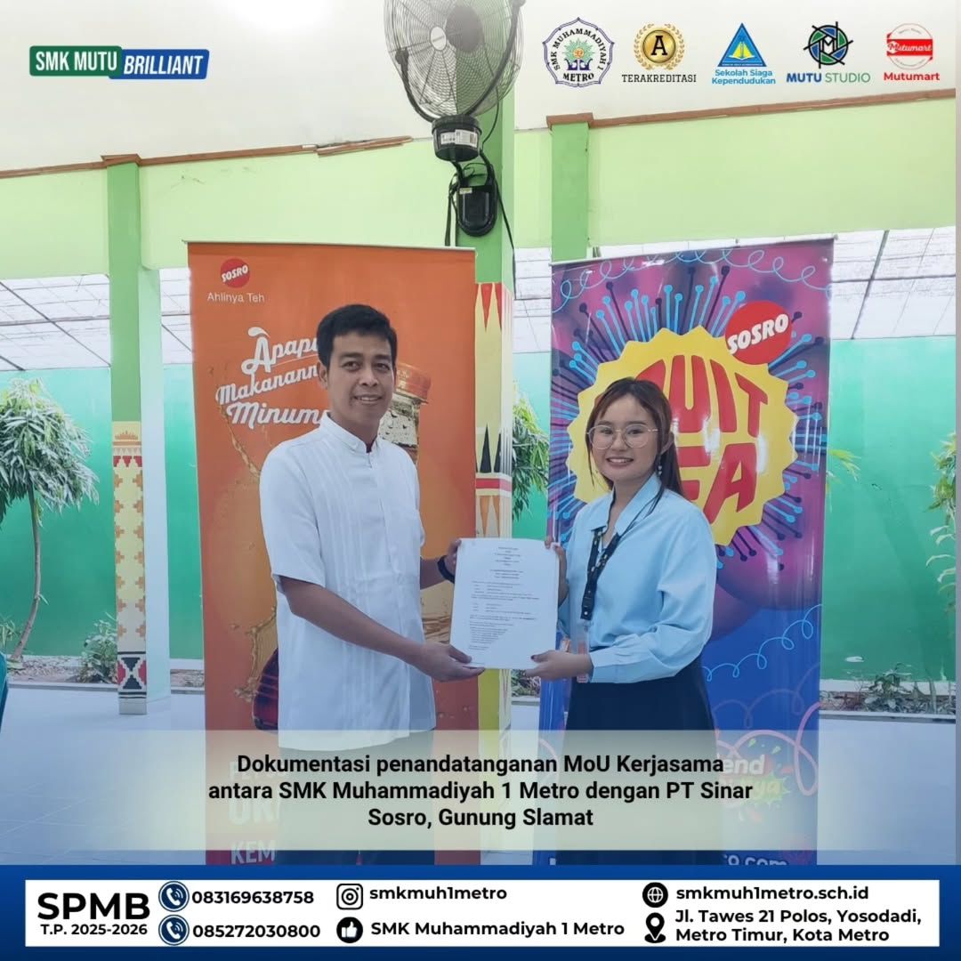 Resmi Jalin Kerja Sama Dengan SOSRO, SMK Muhammadiyah 1 Metro Makin Percaya Diri Bisa Cetak Lulusan Siap Kerja dan Berdaya Saing Tinggi Resmi Jalin Kerja Sama Dengan SOSRO, SMK Muhammadiyah 1 Metro Makin Percaya Diri Bisa Cetak Lulusan Siap Kerja dan Berdaya Saing Tinggi